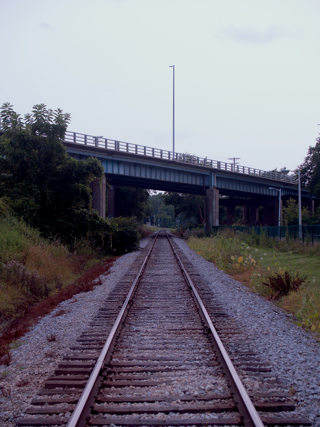 Railroad under a bridge